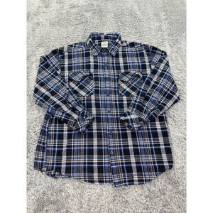 Dickies Shirt Mens Extra Large XL Blue Madras Plaid Workwear Western Flannel Y2K